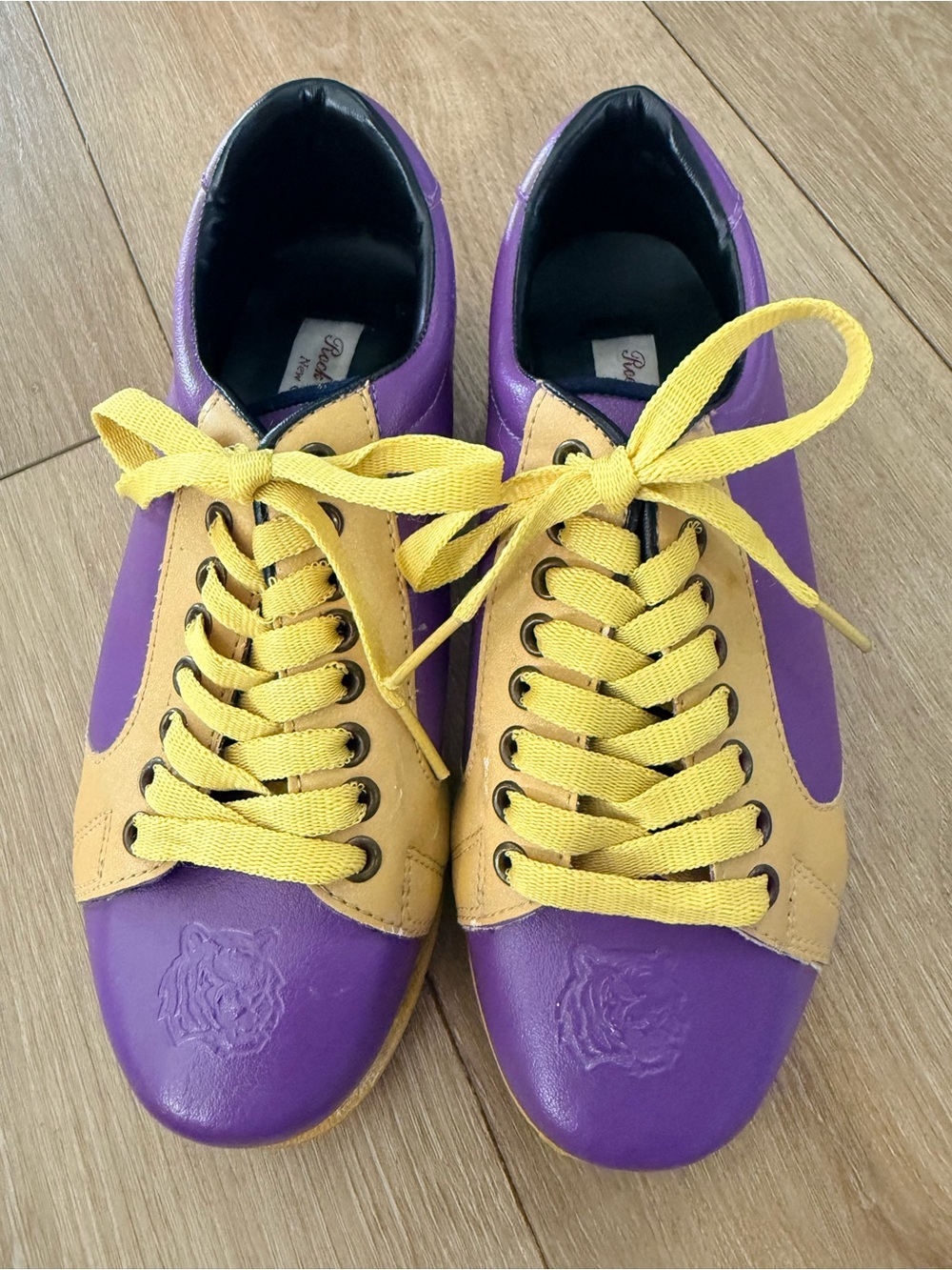 Vintage LSU Tigers Purple & Gold Rock’n Bowl  Shoes unisex Size 6 Leather Retro
